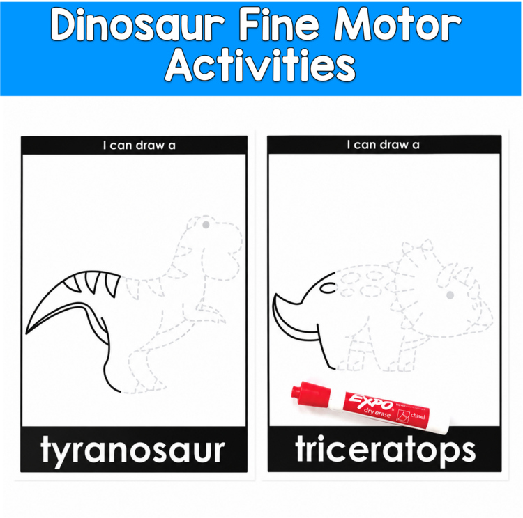 Dinosaur Fine Motor Drawing | Symmetry Pre-Writing Trace | PreK SPED Autism OT