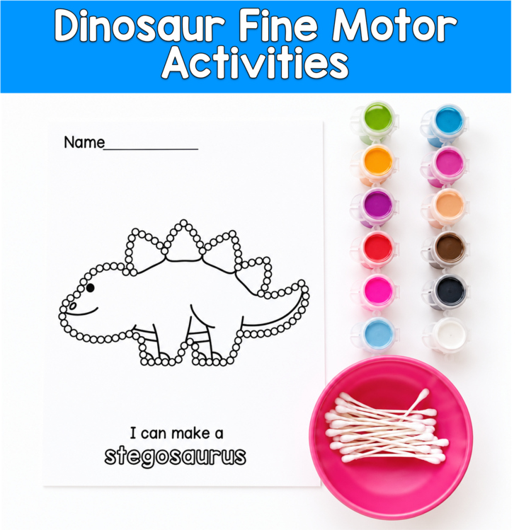 Dinosaur Q-Tip Dot Marker Fine Motor | Painting Centers | PreK SPED Autism OT