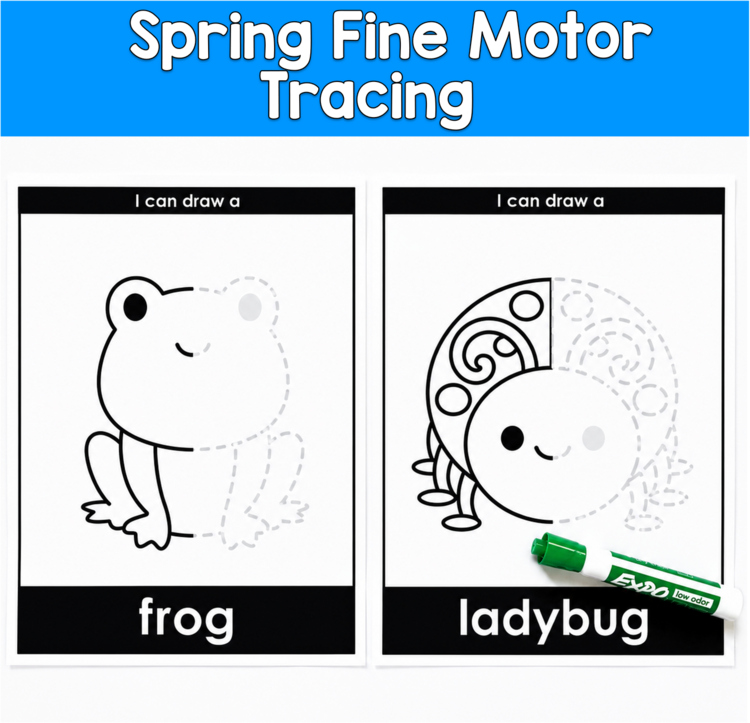 Spring Fine Motor Drawing | Symmetry Pre-Writing Trace | PreK SPED Autism OT