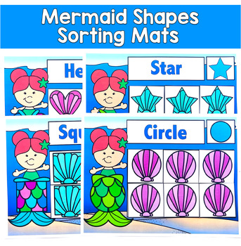 Ocean Shapes Sorting Mats | Mermaid Theme 2D Shapes | SLP SPED Autism