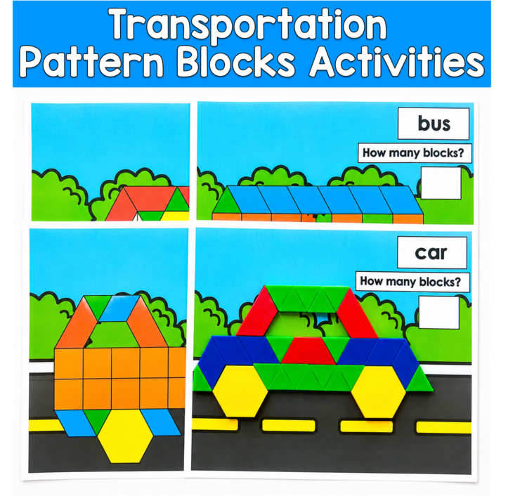 Transportation Pattern Blocks | Shapes Fine Motor Math | PreK SPED Autism OT