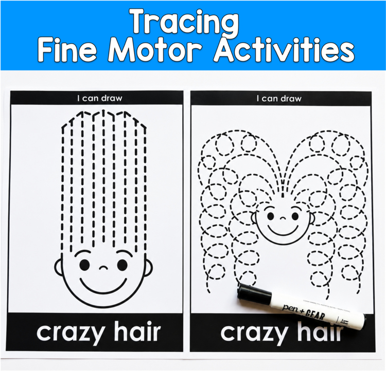 Tracing Fine Motor Activities | Crazy Hair Pre-Writing | PreK Preschool OT SPED