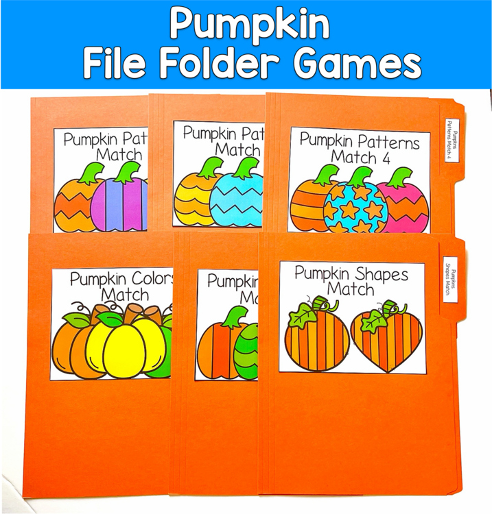 Pumpkin Visual Discrimination File Folder Games | Fall Patterns Shapes | OT SPED