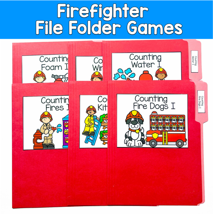 Firefighter File Folder Games Counting | Community Helpers Math | SLP SPED PreK