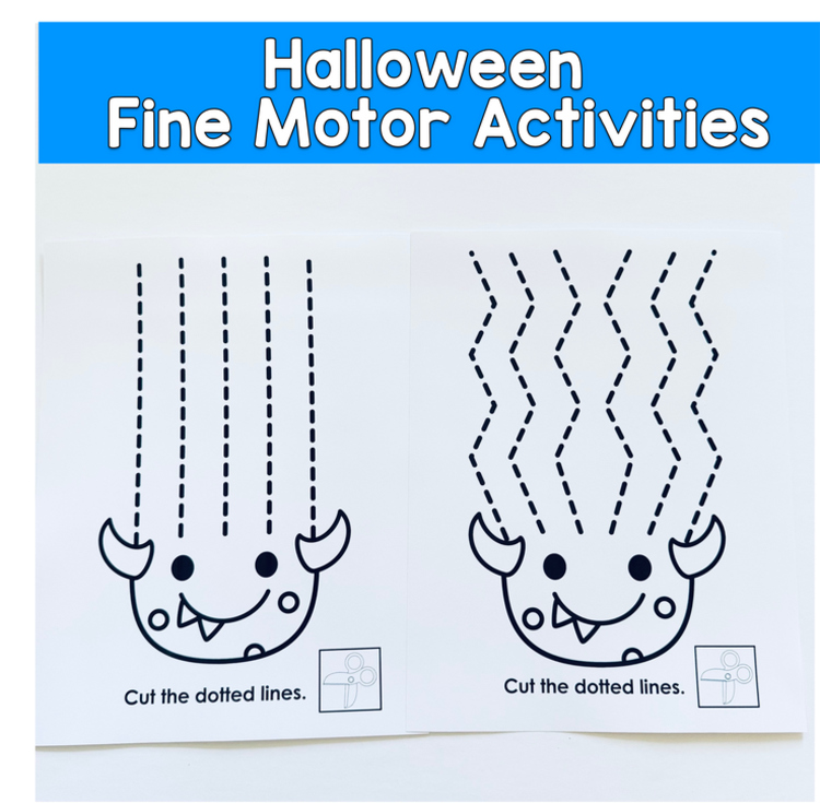 Cutting Practice With Scissors Halloween Theme (Monsters)