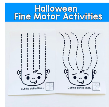 Cutting Practice With Scissors Halloween Theme (Frankenstein)