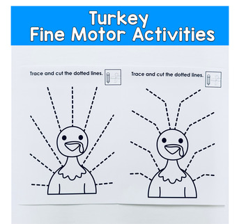 Tracing Lines and Cutting Practice Turkey Theme, Thanksgiving Fine Motor
