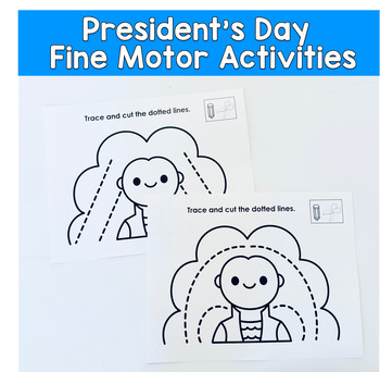 Tracing Lines And Cutting, Practice President's Day Theme, Fine Motor Activities