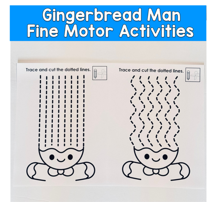 Tracing Lines and Cutting Practice Gingerbread Theme, Gingerbread Man Activities