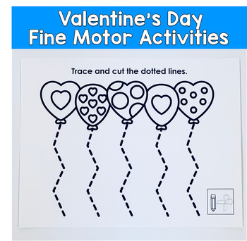Tracing Lines And Cutting Practice, Valentine's Day Themed Fine Motor Activities