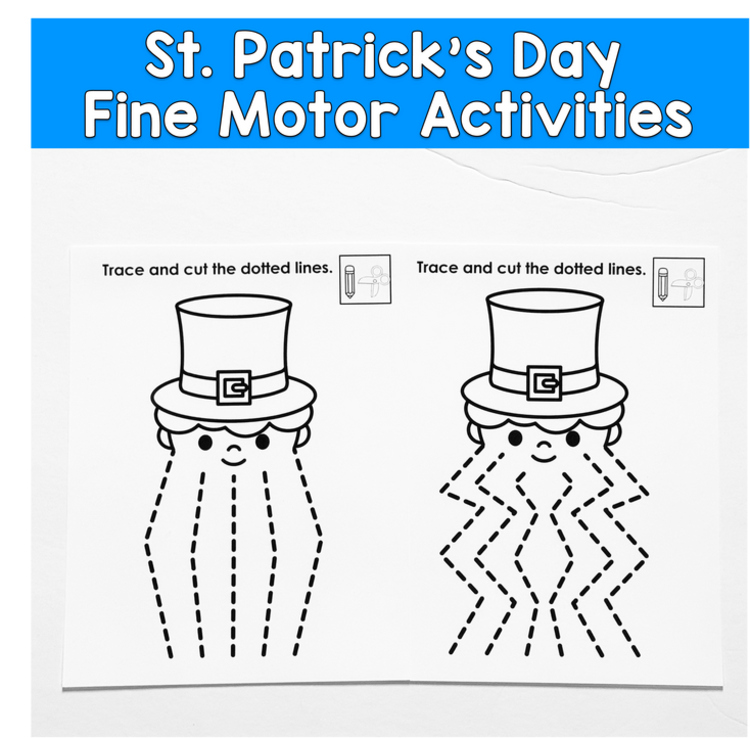 Tracing Lines and Cutting Practice St. Patrick's Day Theme