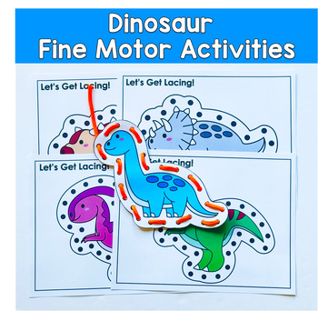 Dinosaur Lacing Cards, Dinosaur Fine Motor Activities For Centers