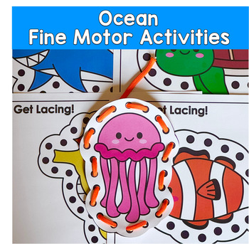 Ocean Animals Lacing Cards, Ocean Animals Fine Motor Activities For Centers