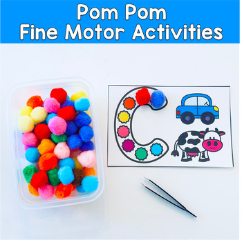 Pom Pom Fine Motor Activities For Centers and Morning Tubs: Letters And Numbers