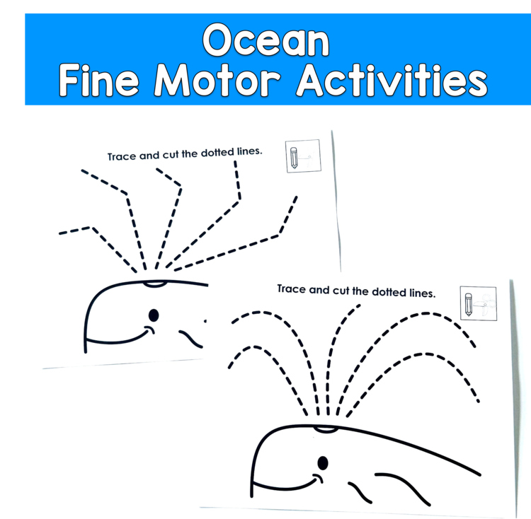 Whale Tracing and Cutting Practice | Fine Motor Scissor Skills | Pre-K, OT