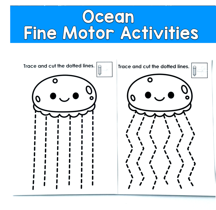 Jellyfish Tracing and Cutting Practice | Fine Motor Scissor Skills | Pre-K, OT