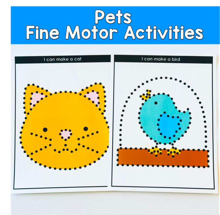 Pets Themed Push Pin Activities | Fine Motor Pin Poke Centers | Pre-K, ECSE, OT