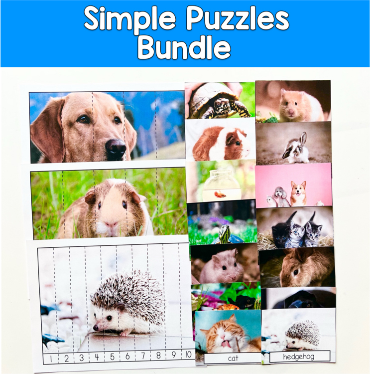 Simple Puzzles Bundle Real Photos | Number Sequencing 1-10 | SLP SPED Autism