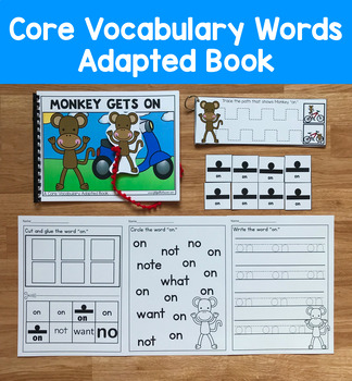 Core Vocabulary Adapted Book:  "Monkey Gets On" Core Word On