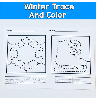 Winter Trace and Color Worksheets | Fine Motor & Early Writing Practice |