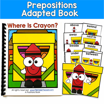 Prepositions Adapted Book | Back to School Crayon Positional Words | SLP SPED
