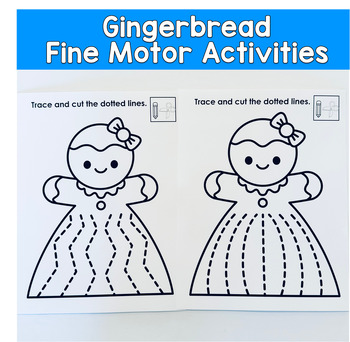 Tracing Lines and Cutting Practice Gingerbread Theme, Gingerbread Fine Motor
