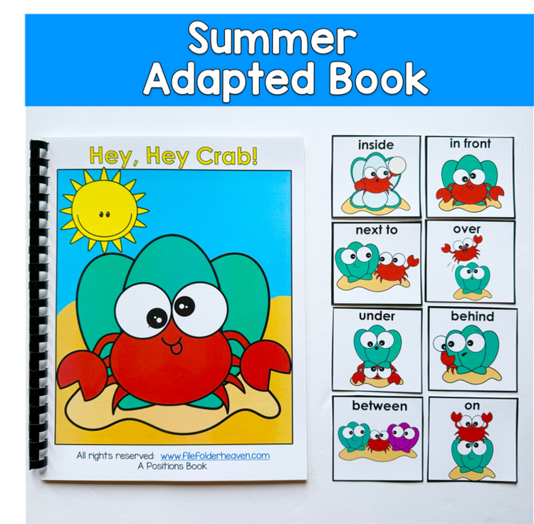 Beach Prepositions Adapted Book & Activities | Where Does Crab Sleep?