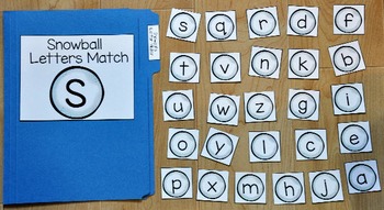 Snowman File Folder Game--Snowball Letters Match