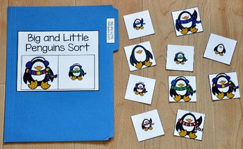Penguin File Folder Game:  Big and Little Penguin Sort