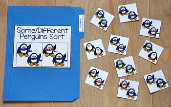 Penguin File Folder Game:  Same and Different Penguins Sort