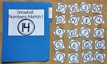 Snowman File Folder Game--Snowball Numbers Match