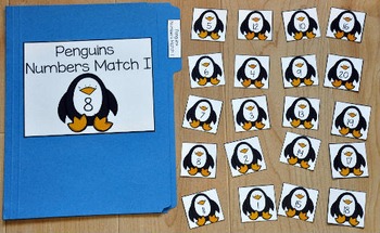 Penguin File Folder Game:  Penguins Number Match