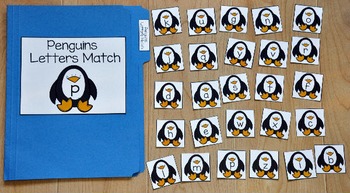 Penguin File Folder Game:  Penguins Letter Match