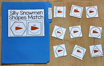 Snowman Shapes File Folder Game | Winter Math | Special Education