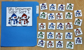 Snowman File Folder Game--Silly Snowman Color Sort 1