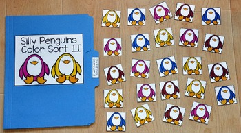 Penguin File Folder Game:  Penguins Color Sort I