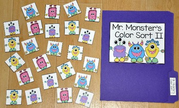Sorting Theme File Folder Game (Monster Theme II)