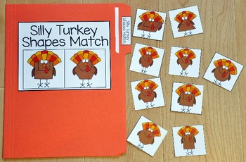 Thanksgiving Shapes File Folder Game | Turkey Theme | Special Ed Math