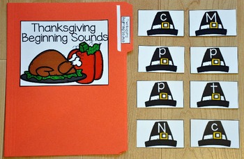 Thanksgiving Beginning Sounds File Folder Game | Phonics | Special Ed