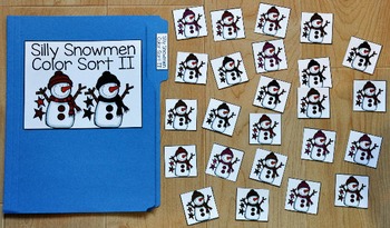 Snowman File Folder Game--Silly Snowman Color Sort 2