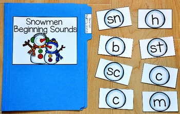 Snowman File Folder Game:  Snowman Beginning Sounds