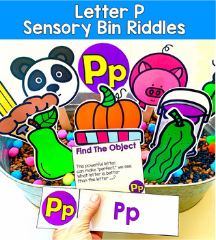 Letter P Activities Sensory Bin Riddles | Beginning Sound P Inferencing | SLP SP