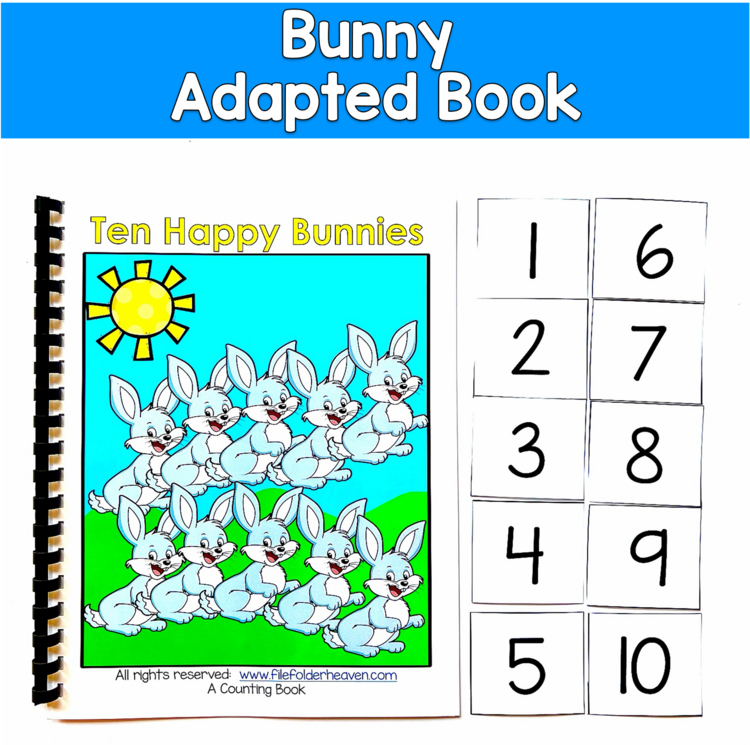 Bunny Counting Adapted Book | Numbers 1-10 Number Words Rhyming | SLP SPED Math