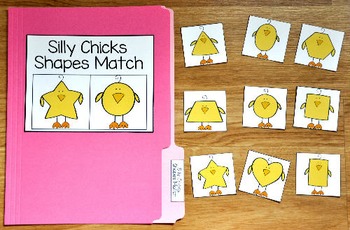 Spring File Folder Game: Silly Chicks Shapes Match
