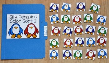 Penguin File Folder Game:  Penguins Color Sort II