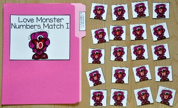 Valentine's Day File Folder Game:  Little Love Monster's Number Match