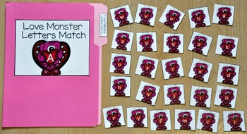 Valentine's Day File Folder Game:  Little Love Monster's Letter Match