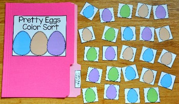 Easter File Folder Game:  Pretty Eggs Color Sort