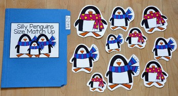 Penguin File Folder Game:  Silly Penguins Size Match