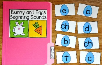 Bunny File Folder Game:  Bunny and Eggs Beginning Sounds